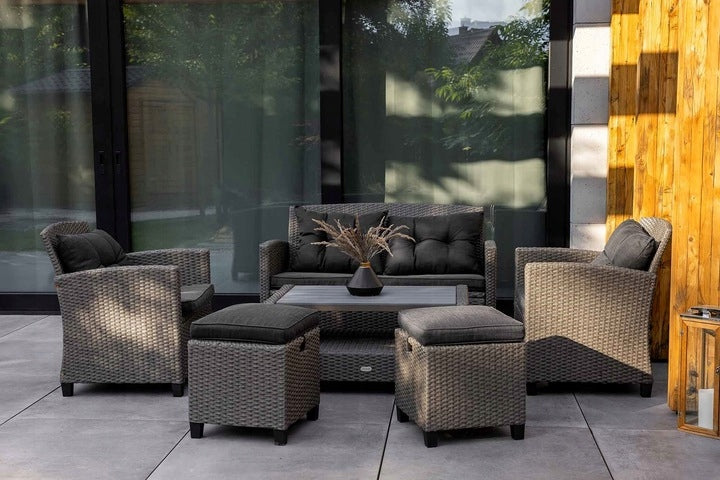 Zestaw Mebli Ogrodowych technorattan sofa fotele stolik puf koc gratis