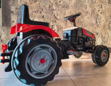 Duży Traktor na Pedały Ciągnik do 50 KG Dziecięcy Czerwony Poves