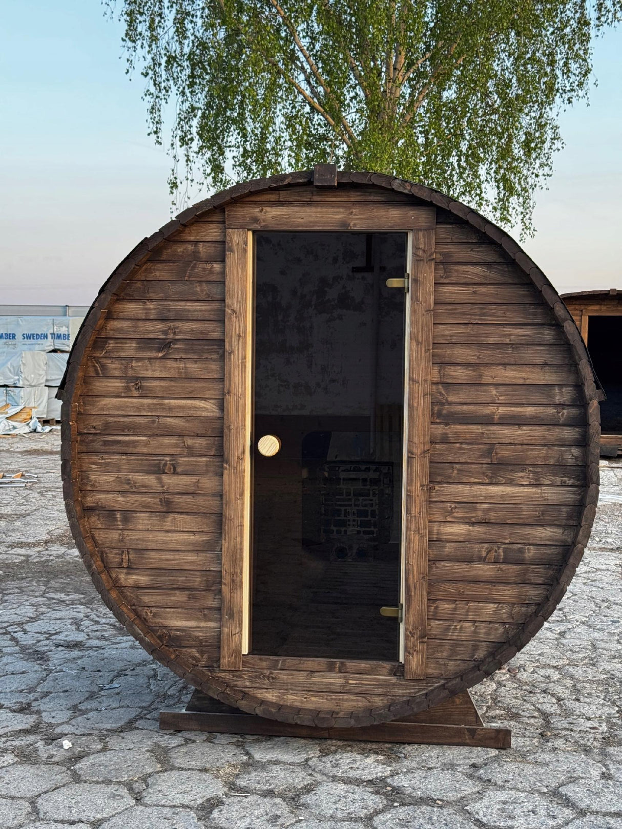 Sauna Ogrodowa Beczka 180 cm z Piecem HARVIA VEGA do Samodzielnego Montażu