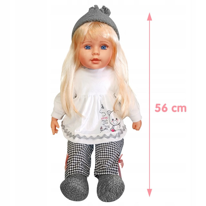 Wózek dla Lalek w Gwiazdki Spacerowy + Lalka Interaktywna 56 cm Duży Zestaw