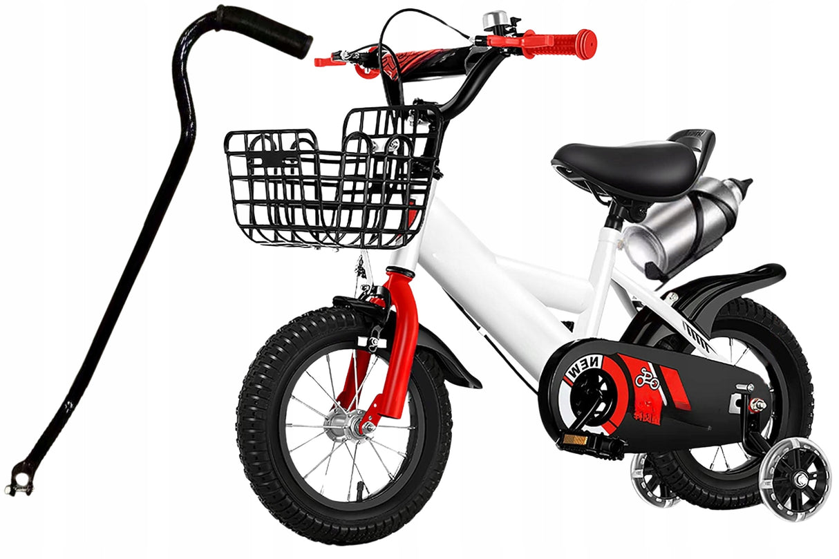 Rower Dziecięcy Rowerek 12" Cal BMX + Kosz Bidon Prowadnik Kółka Boczne LED