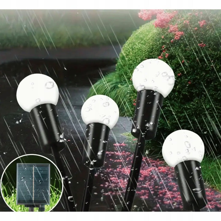 LAMPA OGRODOWA SOLARNA KULKI LED WBIJANA Z CZUJNIKIEM OZDOBA KULECZKI 2 Szt