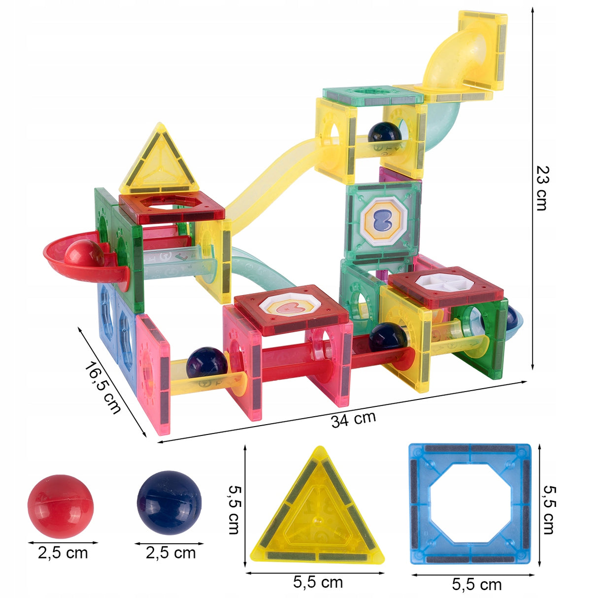 Klocki Magnetyczne Zjeżdżalnia 3D Kulkowy Konstrukcyjne Świecący Tor