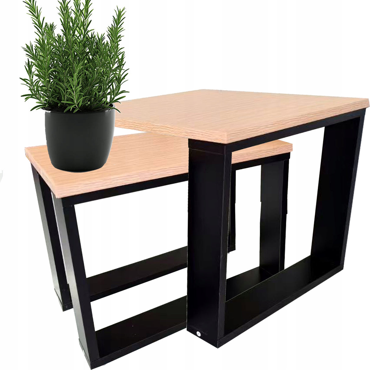 Stolik Kawowy Poves Exclusive Zestaw 2 Stolików Dąb Naturalny 50x50