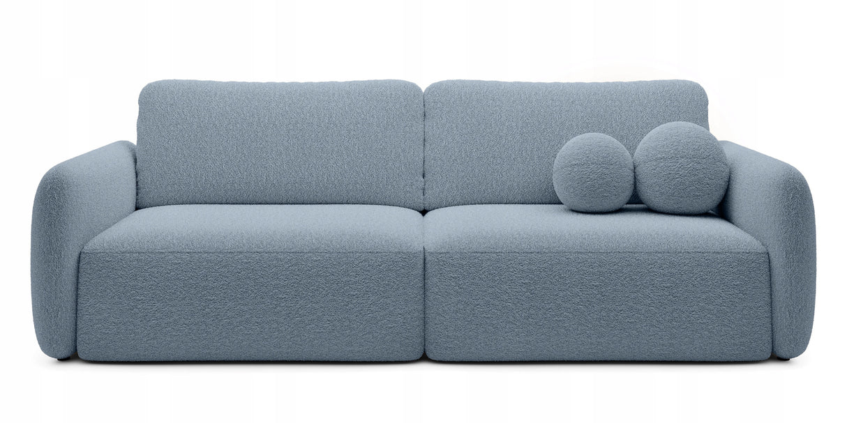 Sofa Rozkładana z Funkcją Spania Pojemnikiem Niebieska 238x103cm Tkanina