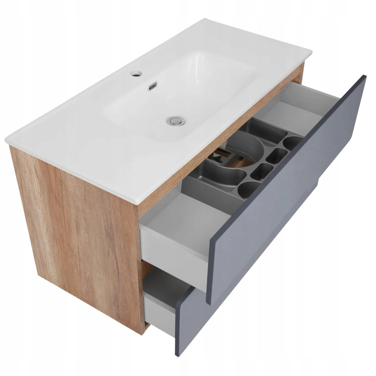Szafka Łazienkowa Pod Umywalkę Płyta MDF Nowoczesna Elegancka Szara 100 cm