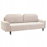 Sofa Rozkładana z Pojemnikiem na Pościel Welurowa Salonowa Beżowa 244x102cm