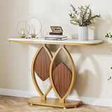 Stolik Konsolowy HOGA-NY124 Biały Złoty 105x30x80cm Wzmocniona Płyta MDF