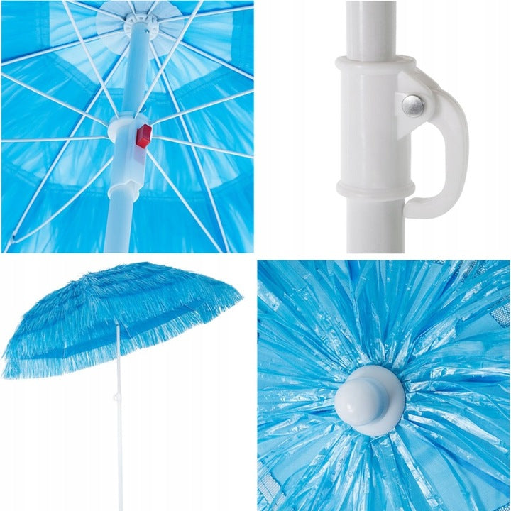 Parasol Plażowy Duży Ogrodowy Hawajski Łamany Taras Plaża 150 Cm Niebieski