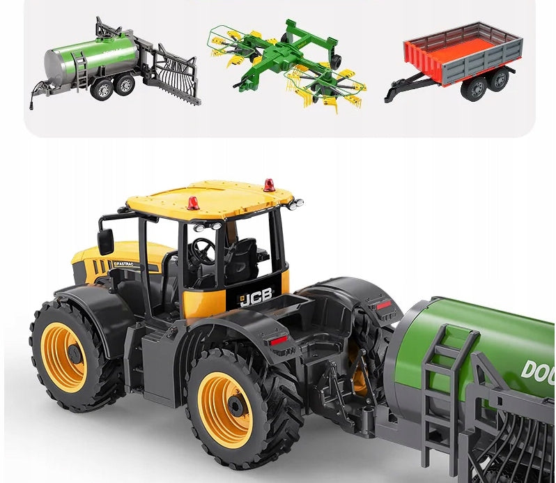 Traktor z Przyczepką Ciągnik Zdalnie Zabawkowy Żółty Sterowany Pilotem RC