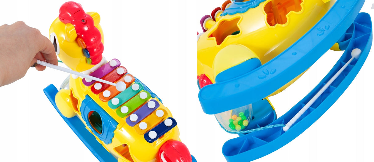Konik Interaktywny Sorter Cymbałki Klocki Światło Dźwięk Koń Kształty