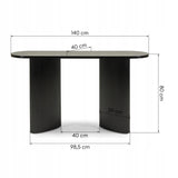 Biurko Konsola Stolik Lamelowe Nogi Owalny Blat Designerski Czarne 140x40