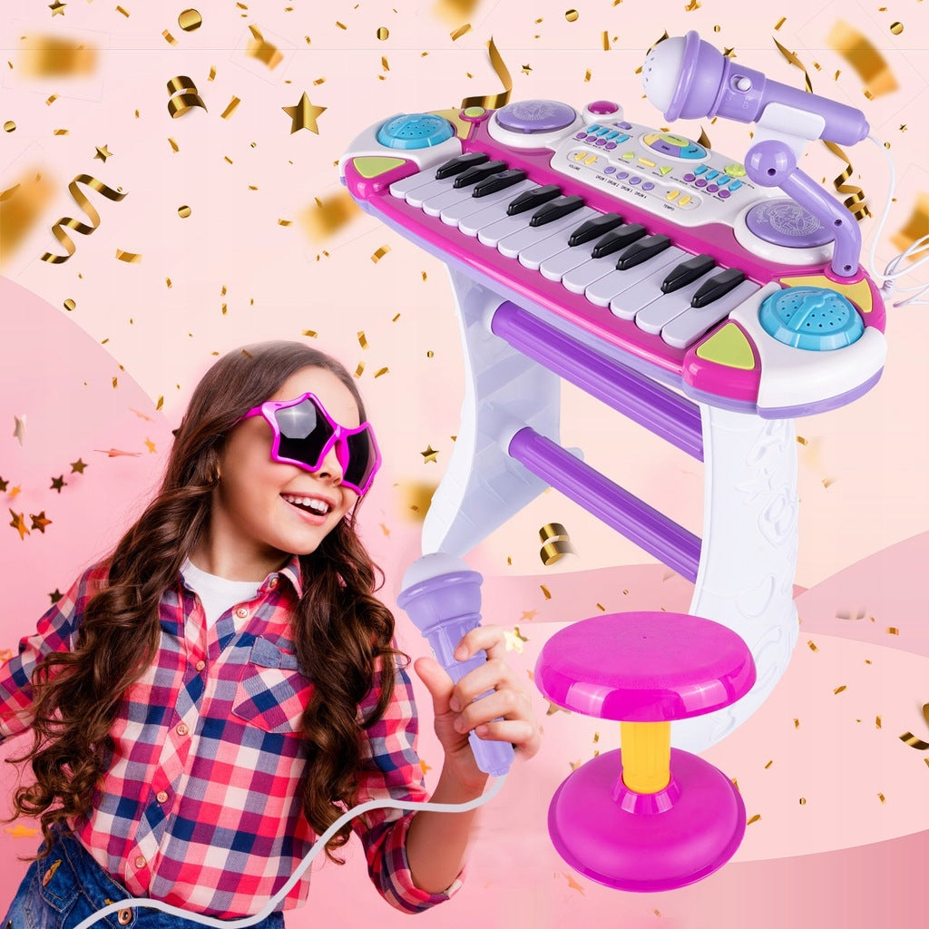 Pianino Keyboard Duży Organy Krzesełko Nagrywanie 24 Klawisze dla Dzieci