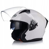 Kask Motocyklowy Otwarty Ochronny Blenda Przeciwsłoneczna Biały Rozmiar XS