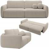 Sofa Rozkładana z Funkcją Spania Pojemnikiem Jasnobeżowa 238x103cm Tkanina