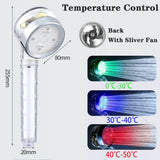 Głowica Prysznicowa regulacja temperatury Prysznic Filtr LED Turbo śmigło