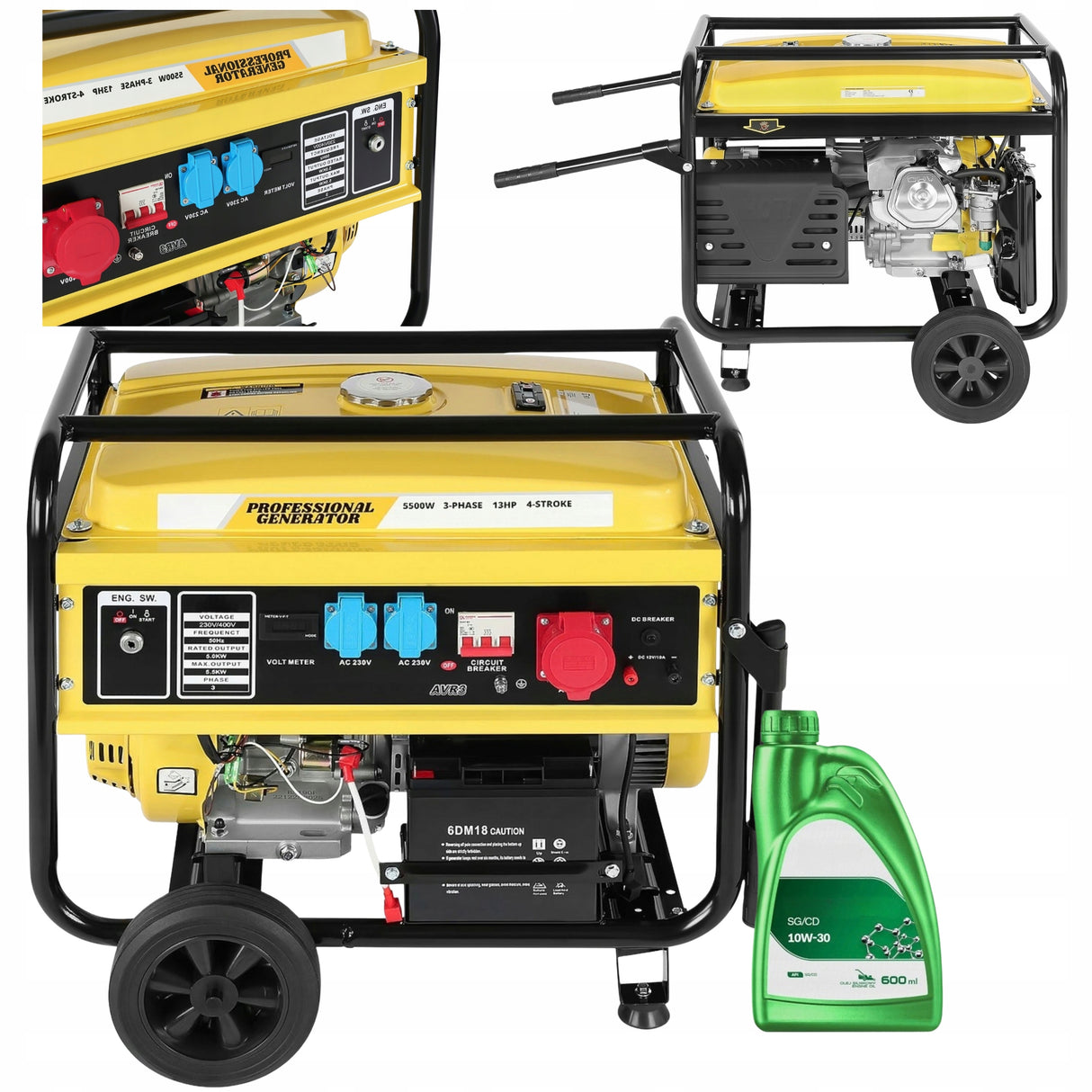 Agregat Prądotwórczy Trójfazowy Z Rozrusznikiem Benzyna 5500W 230V AVR