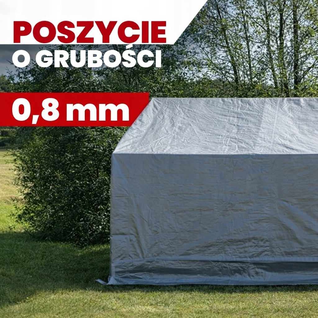 Namiot Garażowy na Motor Szary Polietylen PE Kompaktowy Wodoodporny 3x7m