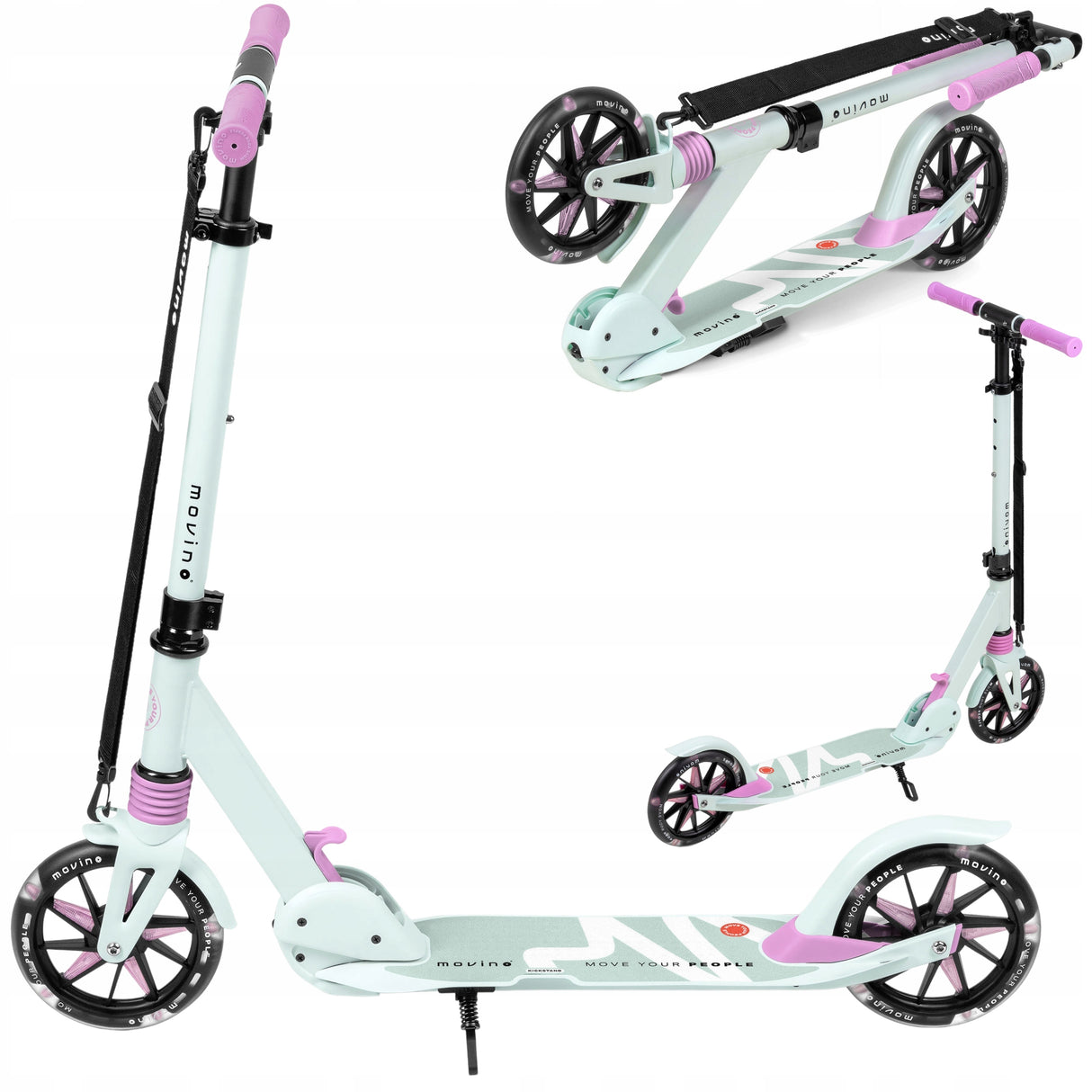 Hulajnoga Amortyzowana z Przodu Składana Miejska Koła Led 180 mm do 100 KG