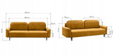 Sofa Rozkładana z Pojemnikiem na Pościel Welurowa Salonowa Żółta 244x102cm