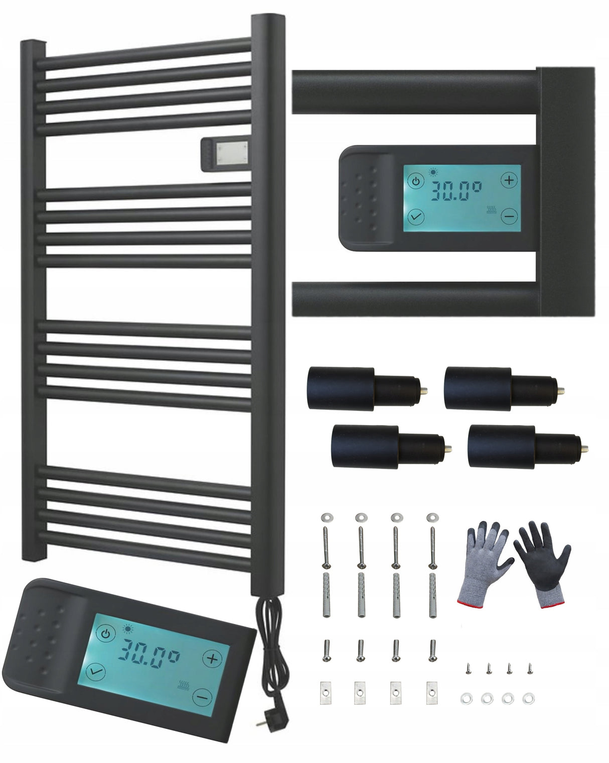 Grzejnik Łazienkowy Aluminium Drabinka Elektryczny Programator Czarny 500 W
