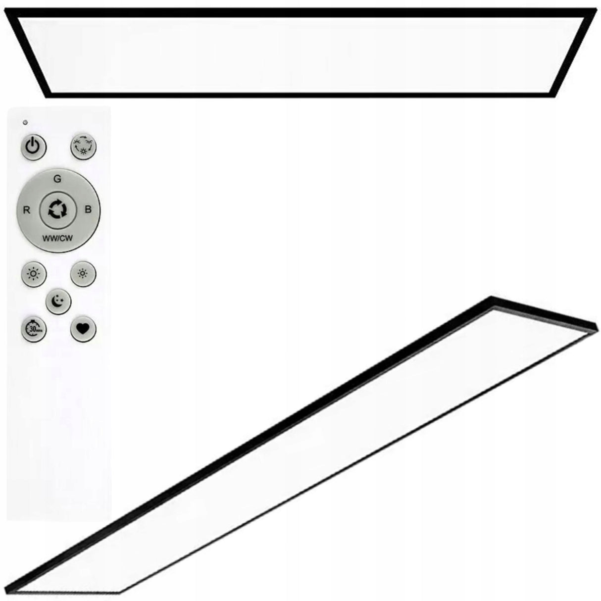 Panel LED Tworzywo Sztuczne 120x30x5cm CCT-RC-DIM 32,5 W 3 900 lm Czarny