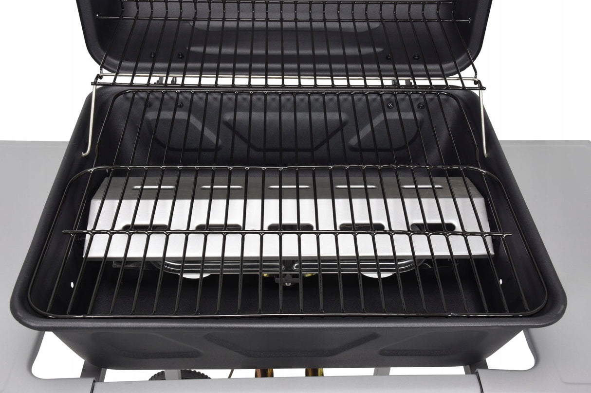 Grill Gazowy Ogrodowy Piezo Lund Czarny Kompaktowy 5,5 KW 2 Palniki