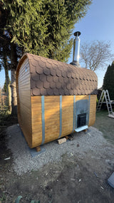 Sauna Ogrodowa z Piecem na Drewno Zestaw Ławki Drewno Świerkowe 240 cm 2QL