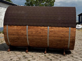 Sauna Ogrodowa Zestaw Drewno Szwedzkie Beczka 340cm z Piecem i Balią 120 cm