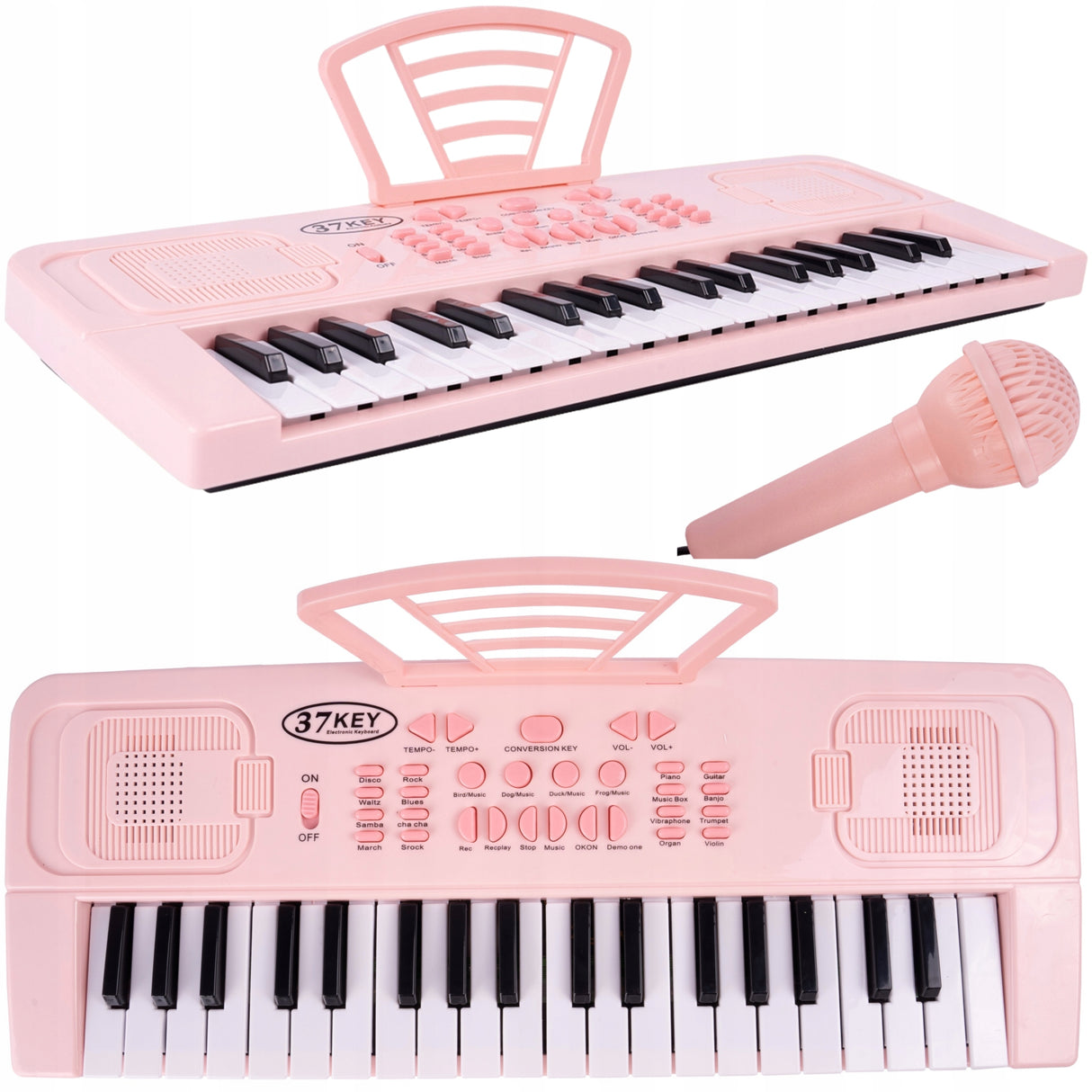 Keyboard Organy Pianinko Elektroniczne Mikrofon dla Dzieci 37 Klawiszy