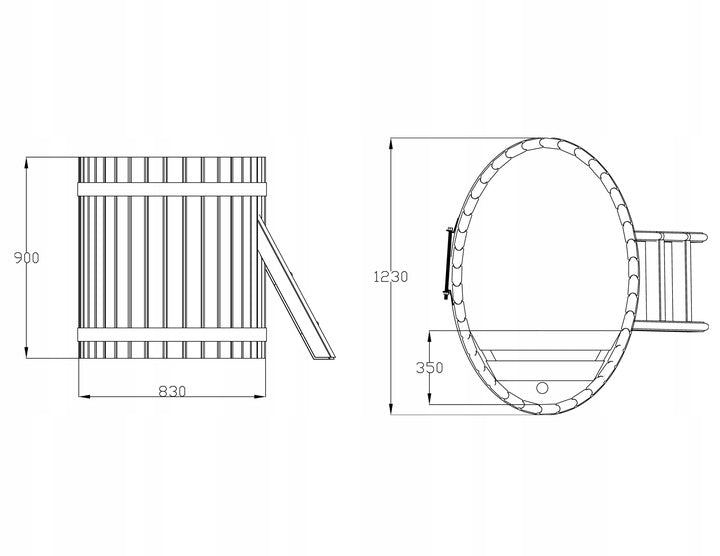 Sauna Ogrodowa Quadro 240 cm ZESTAW z Piecem na Drewno i Balią 120 cm