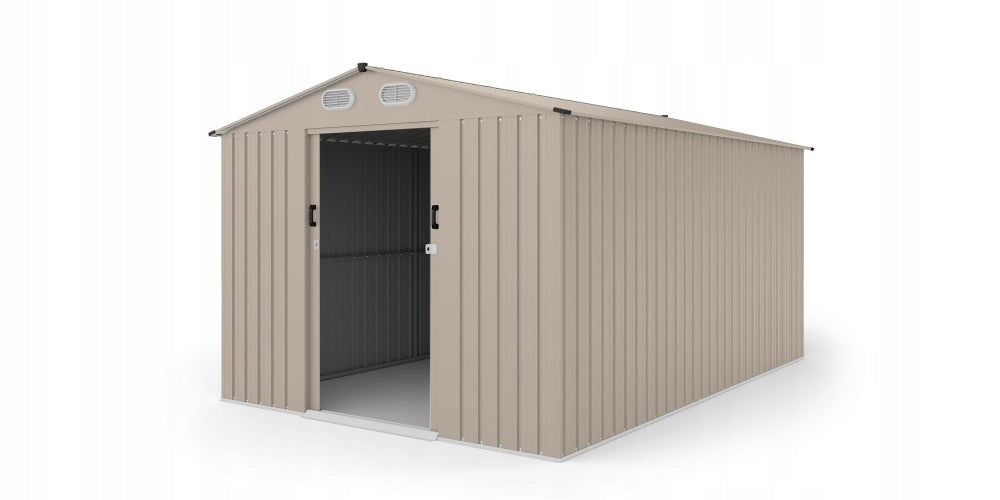 Domek Ogrodowy z Dwuspadowym Dachem Metalowy Antracytowy 240x360 cm, 8,60m²