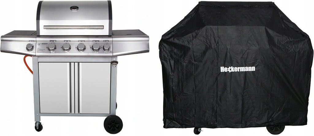 Grill Gazowy Ogrodowy Nierdzewny Żeliwny Ruszt 4+1 17,4kW Z Szafą na Butle