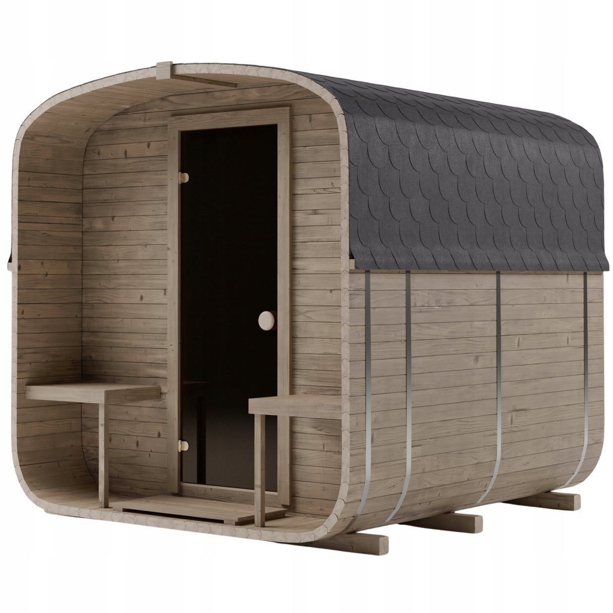 Sauna Ogrodowa Quadro 240 cm z Piecem na Drewno od Wewnątrz Zestaw Drewno