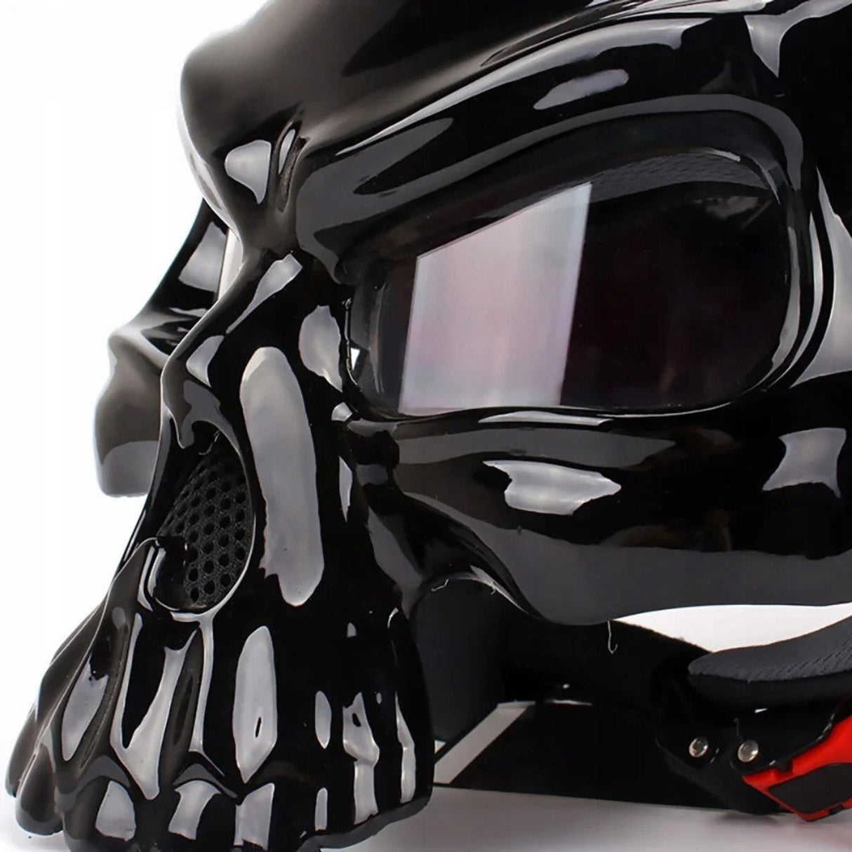 Kask Motocyklowy w Stylu Czaszki Unikalny Hełm Ochronny Pół Twarzy Szary L