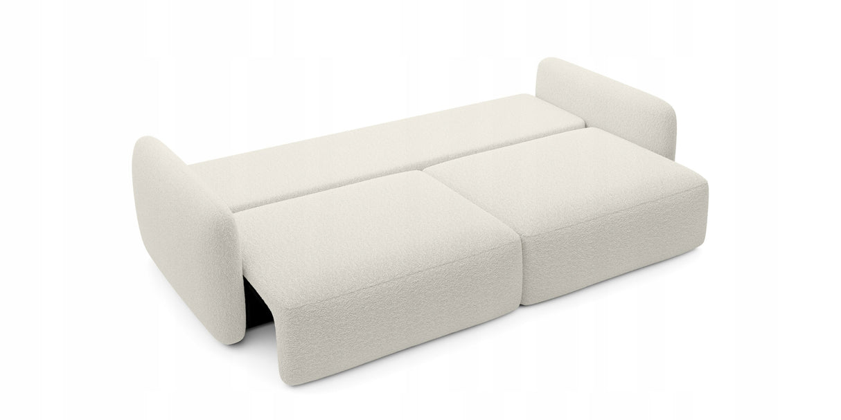 Sofa Rozkładana z Funkcją Spania Pojemnikiem Kremowa 238x103cm Tkanina