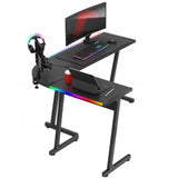 Biurko Gamingowe Młodzieżowe Narożne RGB LED Pilot Dwustronne L/P Czarne