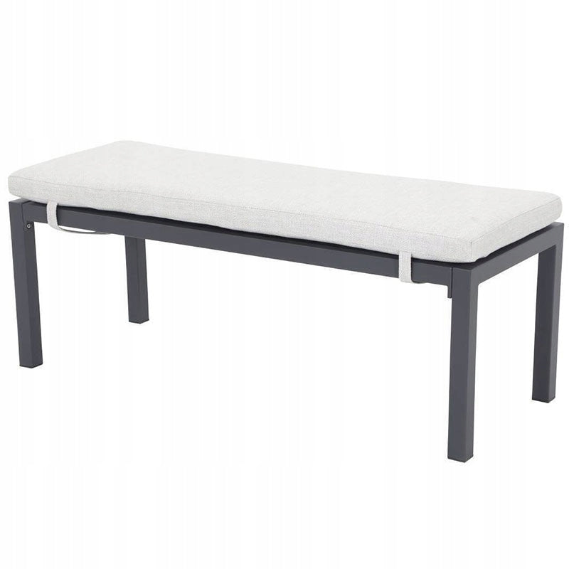 Ławka Ogrodowa Monti 120x45x41 cm Biały Czarny Lekka Aluminiowa Rama
