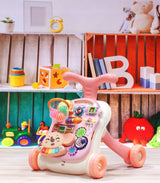 Chodzik Pchacz z Pianinkiem Stolikiem Edukacyjnym Koszykówka 5w1 Różowy