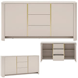 Komoda Dwudrzwiowa z Szufladami Zaokrąglona 168 cm Cashmere Gold 168x39 cm