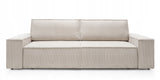 Sofa Rozkładana z Pojemnikiem na Pościel Sztruksowa Jasnobeżowa 257x102cm