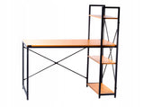 Biurko Komputerowe Loft z Półkami Drewniano-Metalowe 120x60 cm Dąb Miodowy