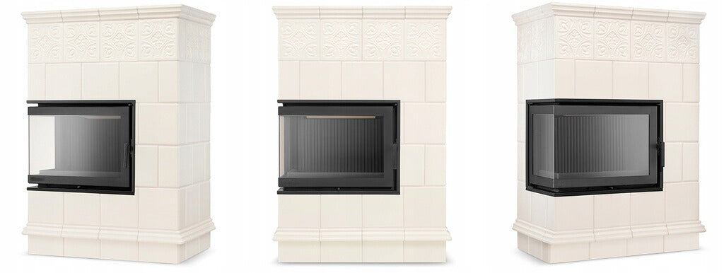 Piec Kominek Koza Ceramiczny Kaflowy Narożny 14kW Beżowy Obudowa Kominkowa