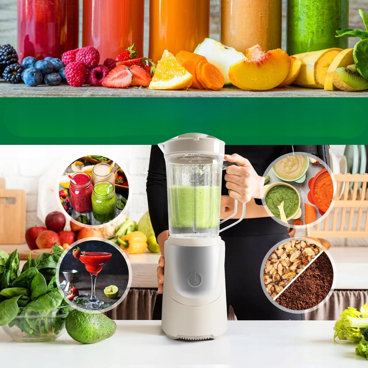 Smoothie Maker i Mikser Stojący z Efektem Cyklonowym Duży Zestaw 600 W