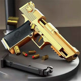 Pistolet Na Naboje Gąbkowe Wyrzut Łusek 2 Magazynki 30 Naboi Złoty
