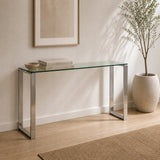 Stół Konsolowy Stolik 120x40x78cm Metal Szkło Rama ze Stali Nierdzewnej