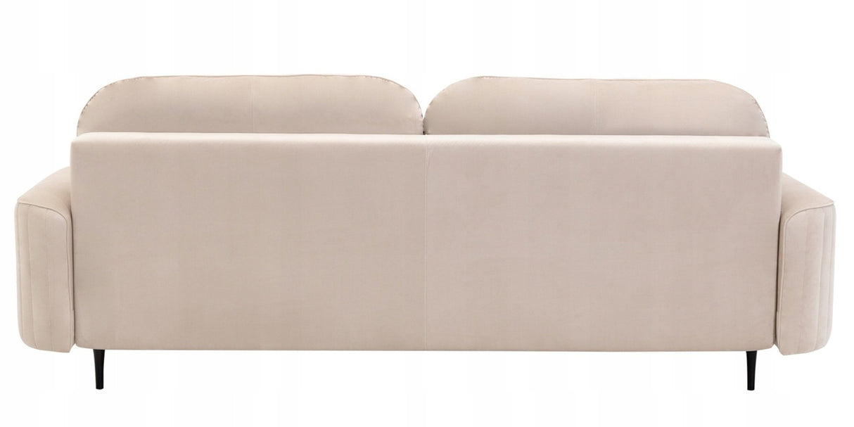 Sofa Rozkładana z Pojemnikiem na Pościel Welurowa Salonowa Beżowa 244x102cm