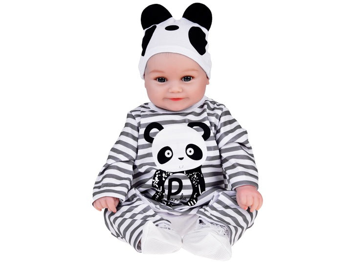 Lalka Chłopiec jak Żywa Ubrana Kombinezon Miękka Urocza Panda Prezent 45 cm