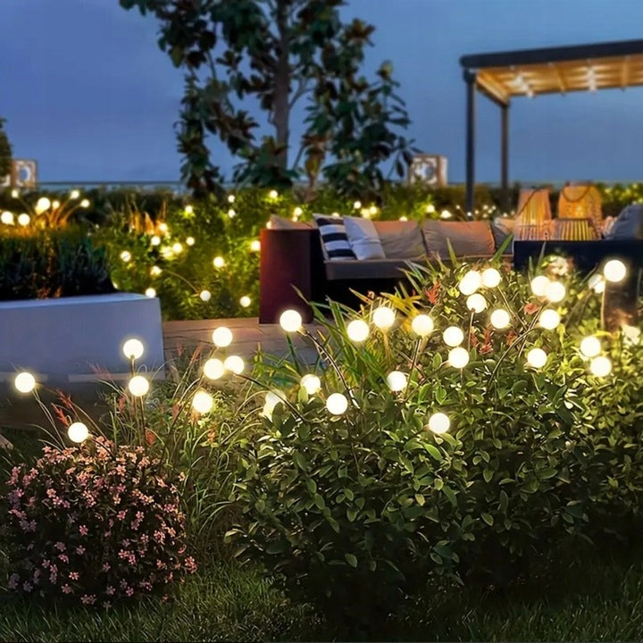 LAMPA OGRODOWA SOLARNA KULKI LED WBIJANA Z CZUJNIKIEM OZDOBA KULECZKI 2 Szt