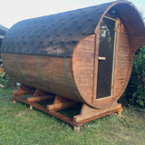 Sauna Ogrodowa Zestaw z Piecem na Drewno Szwedzkie Drewno Beczka 340 cm